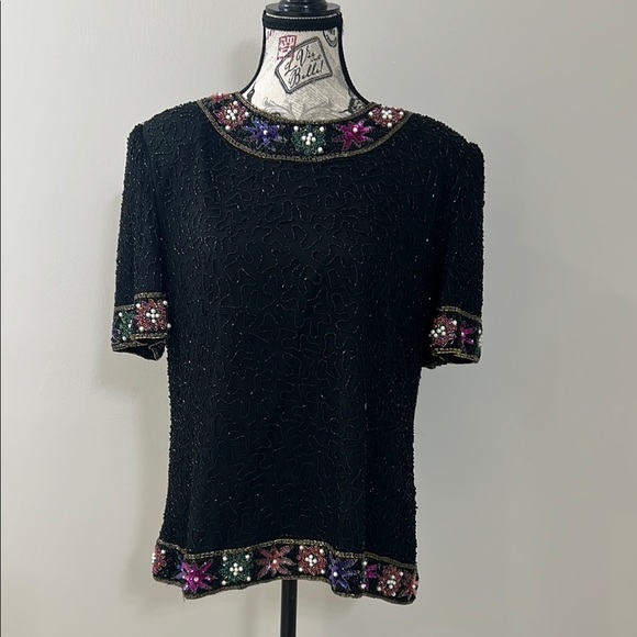 Laurence Kazar vintage sequin women’s top - Picture 1 of 8